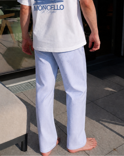 striped pants blue